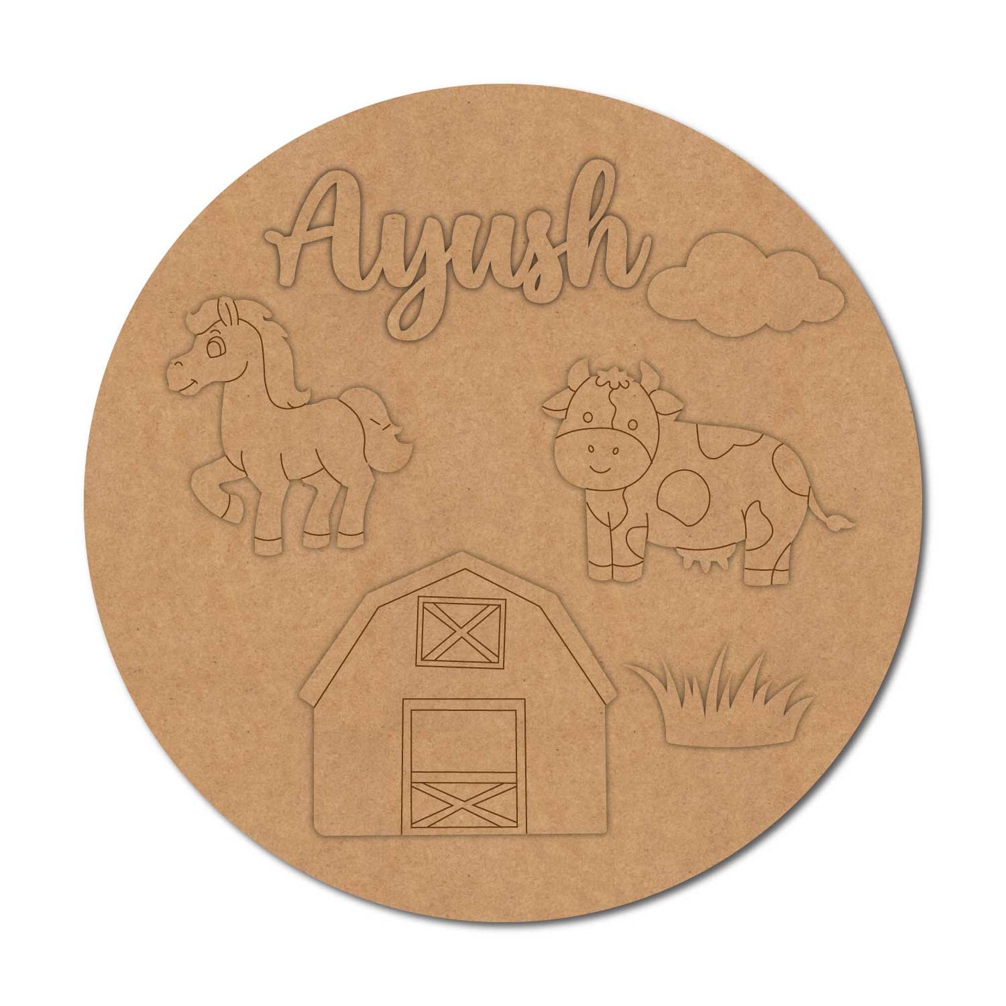 Farm Animals Nameplate MDF Design 1