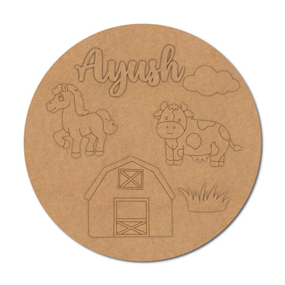 Farm Animals Nameplate MDF Design 1