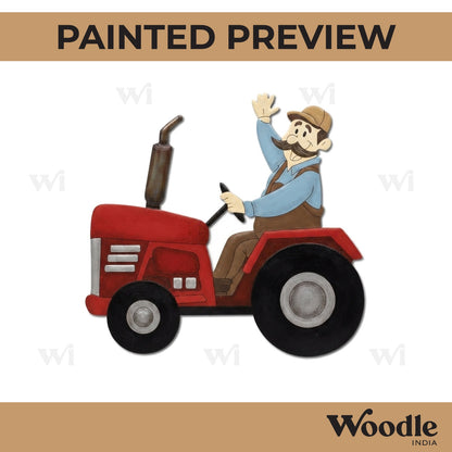 Farmer On Tractor Pre Marked MDF Design 1