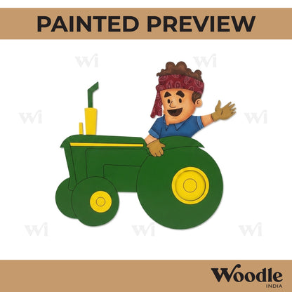 Farmer On Tractor Pre Marked MDF Design 2