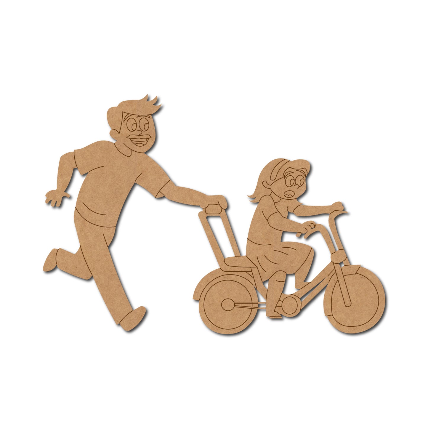 Father Teach Daughter To Ride Bicycle Pre Marked MDF Design 2