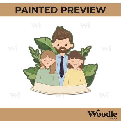 Father With Children Pre Marked Base MDF Design 1