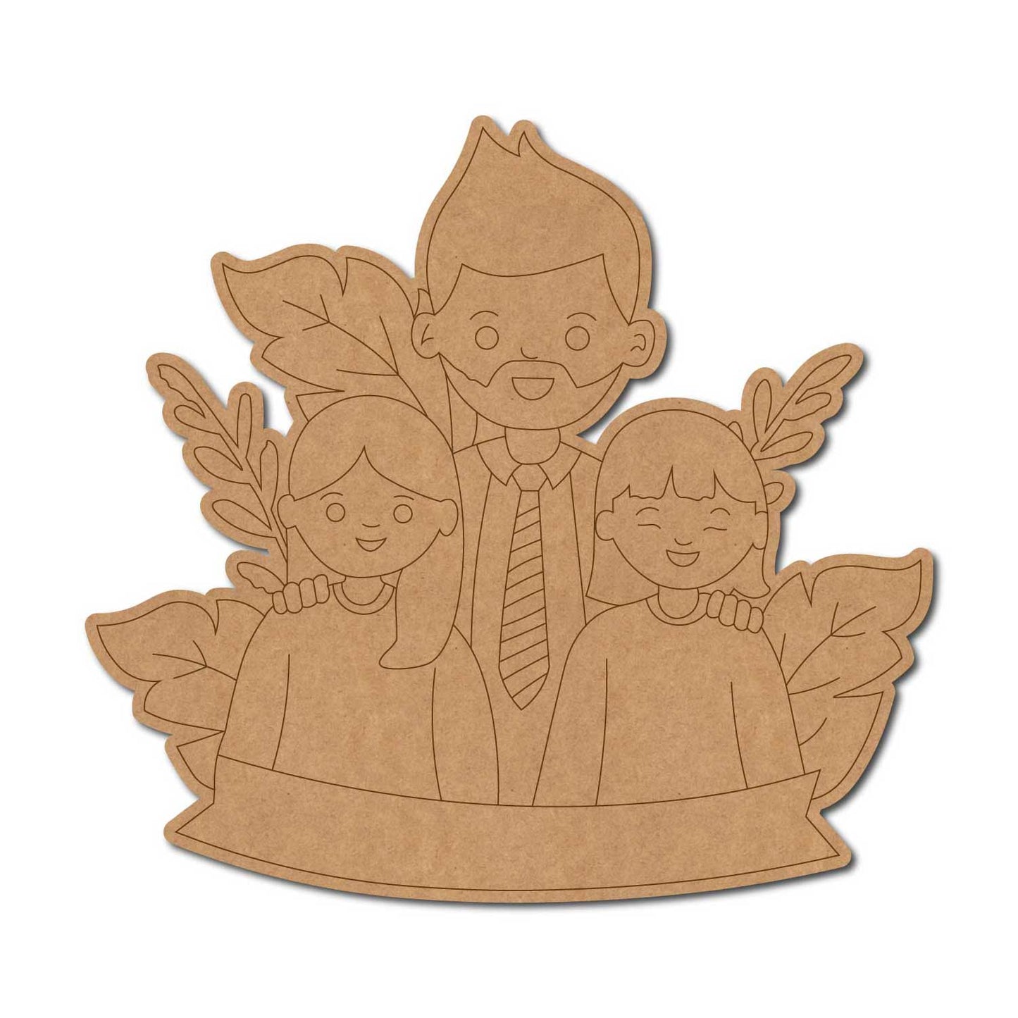 Father With Children Pre Marked Base MDF Design 1