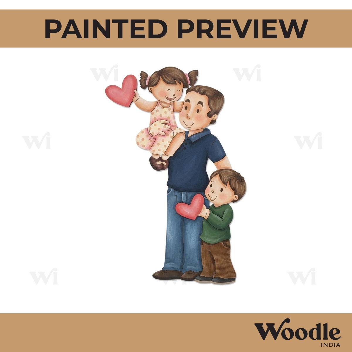 Father With Children Pre Marked MDF Design 2
