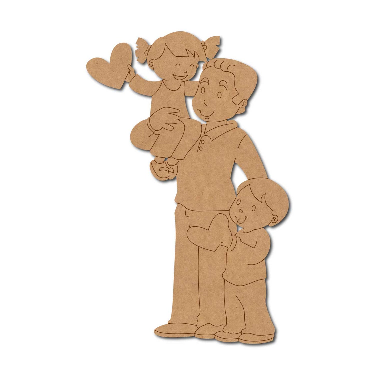Father With Children Pre Marked MDF Design 2