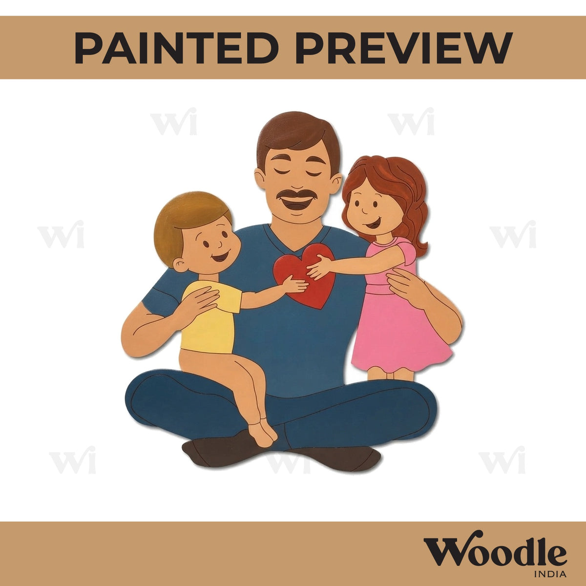 Father With Children Pre Marked MDF Design 4