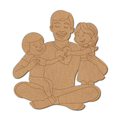 Father With Children Pre Marked MDF Design 4