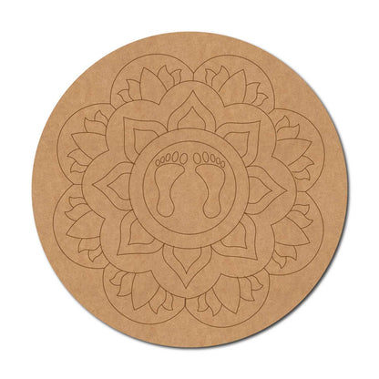 Feet Lotus Mandala Pre Marked Round MDF Design 1
