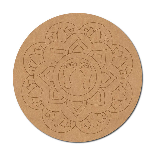 Feet Lotus Mandala Pre Marked Round MDF Design 1