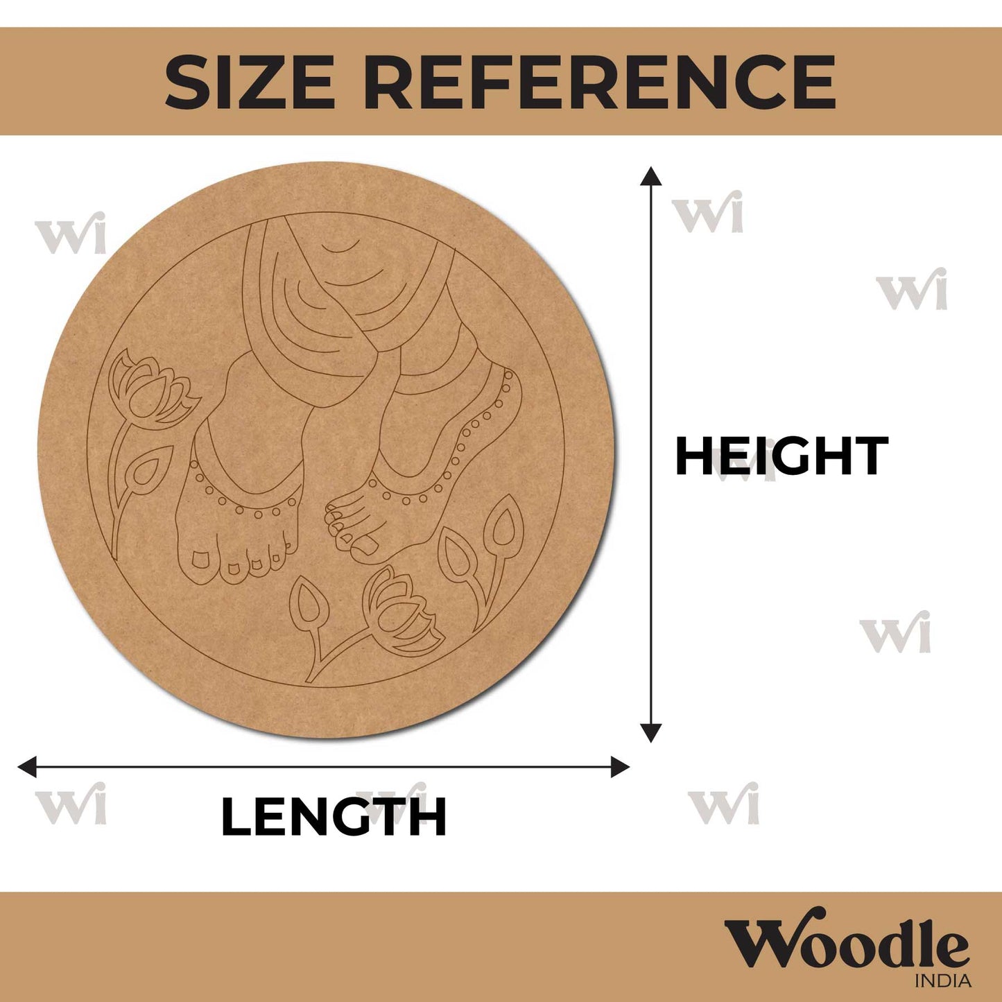 Feet Lotus Pre Marked Round MDF Design 1