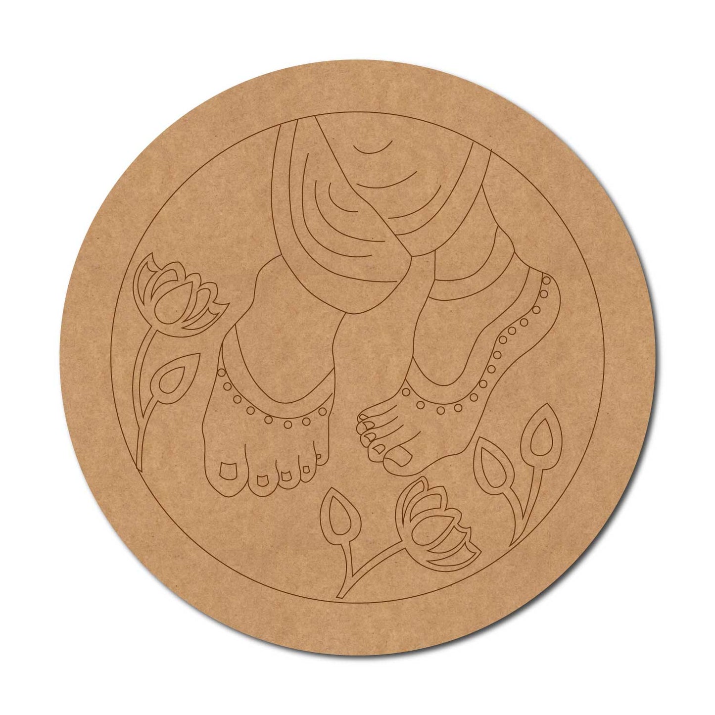 Feet Lotus Pre Marked Round MDF Design 1