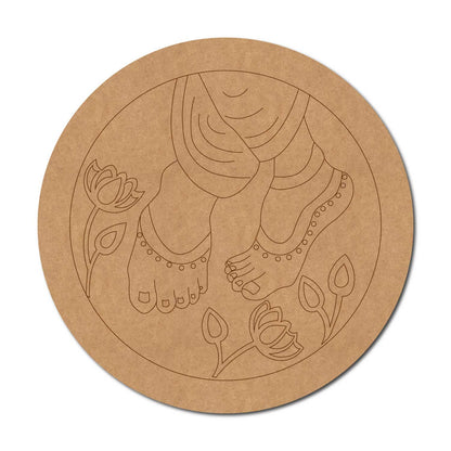 Feet Lotus Pre Marked Round MDF Design 1