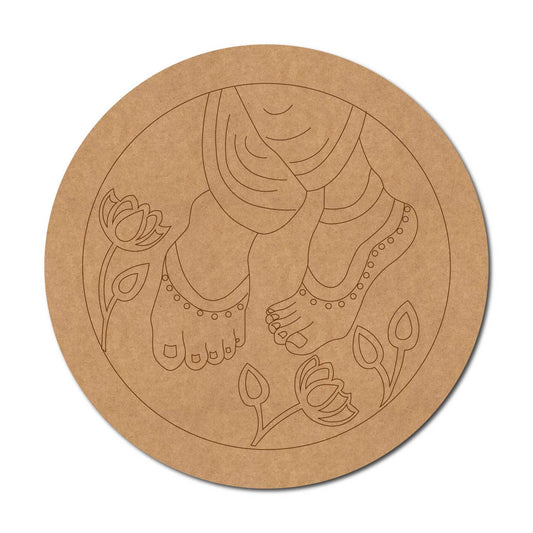 Feet Lotus Pre Marked Round MDF Design 1