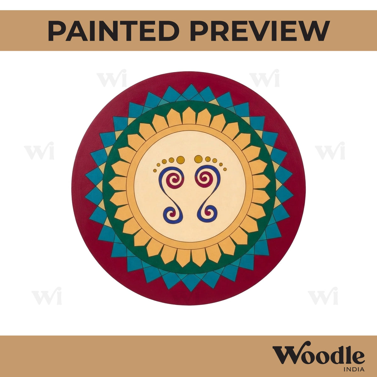 Feet Mandala Pre Marked Round MDF Design 1