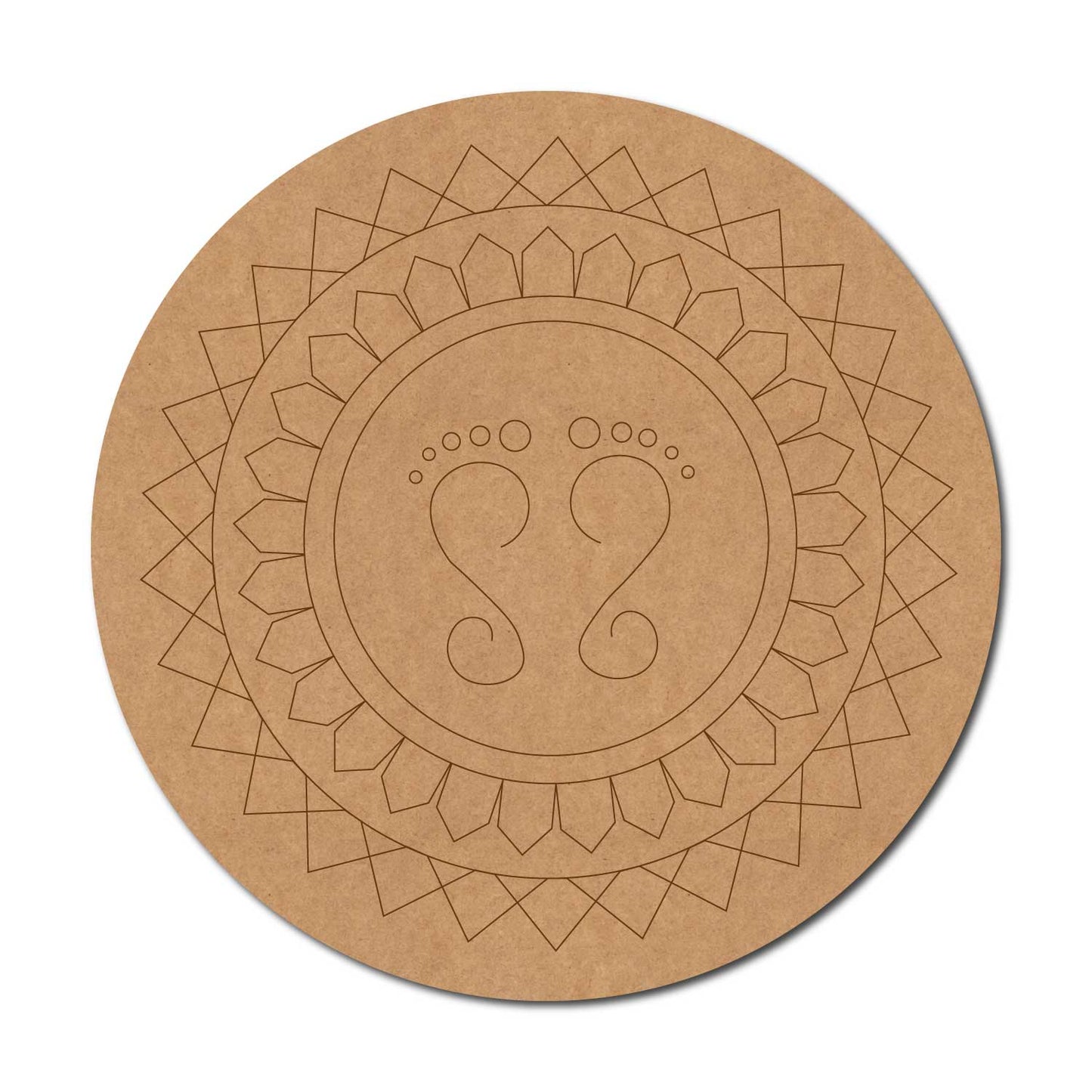 Feet Mandala Pre Marked Round MDF Design 1