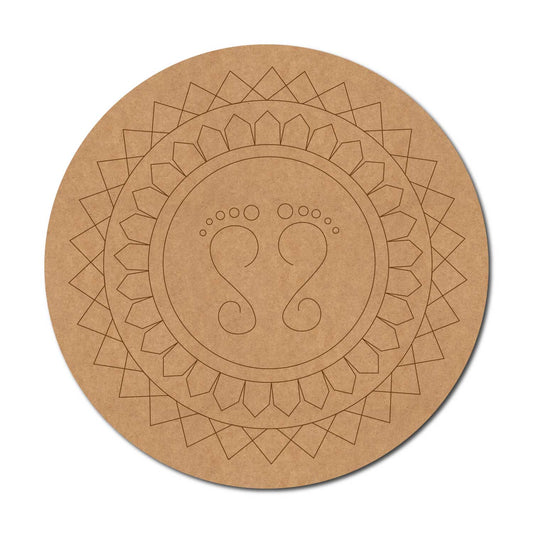 Feet Mandala Pre Marked Round MDF Design 1