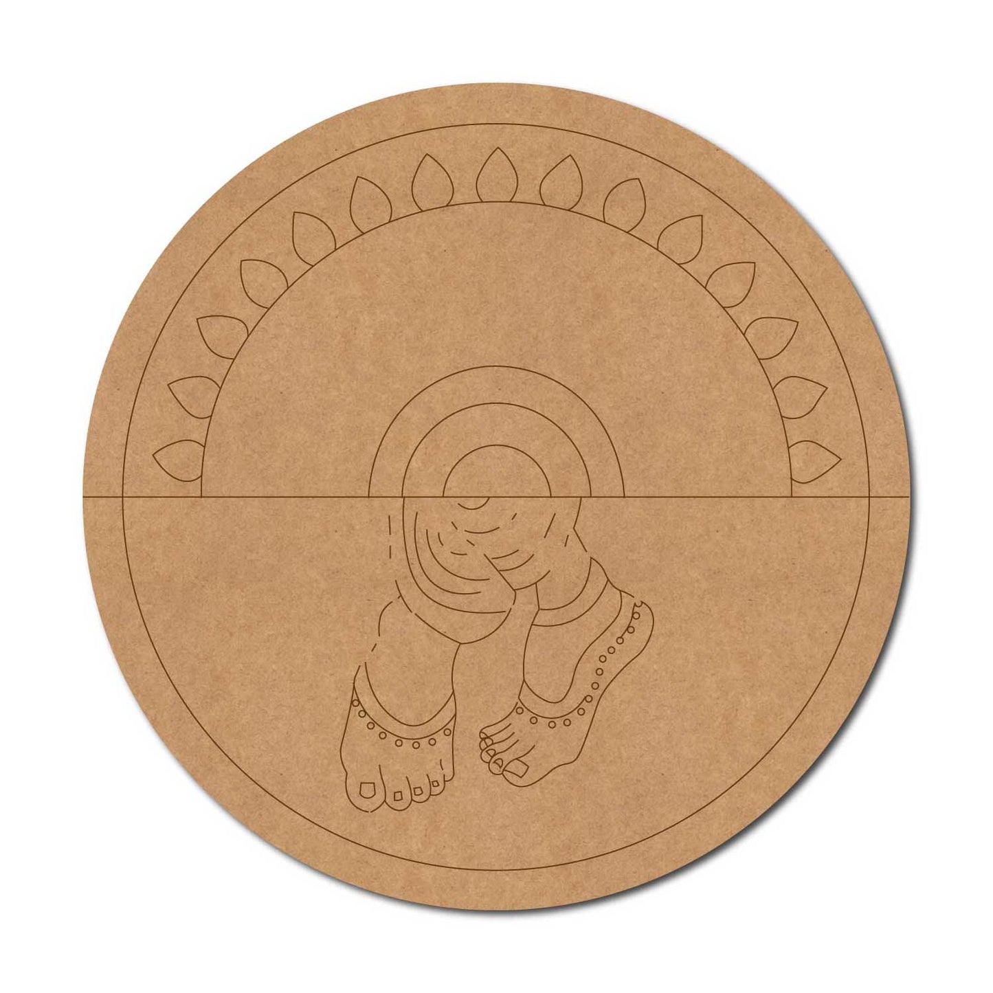 Feet Mandala Pre Marked Round MDF Design 2
