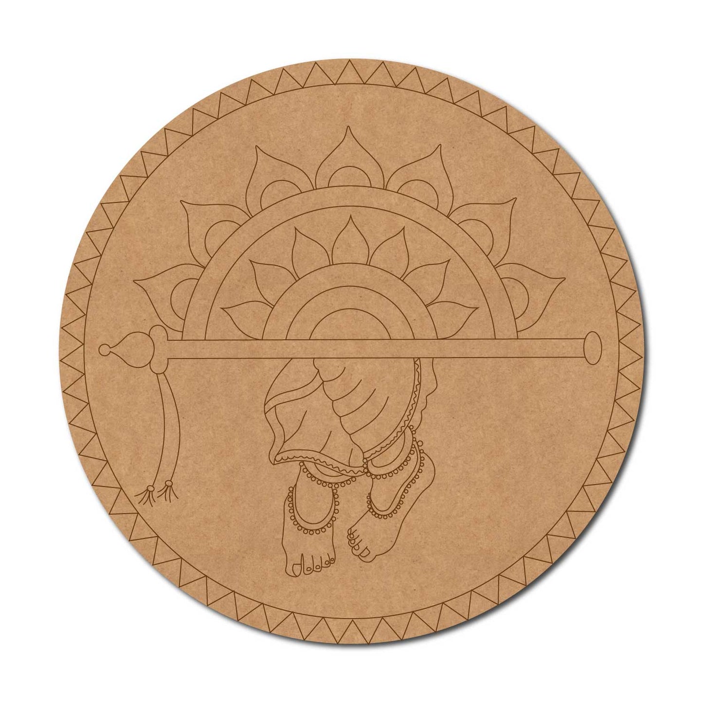 Feet Mandala Pre Marked Round MDF Design 3