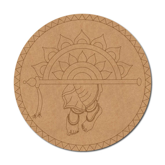 Feet Mandala Pre Marked Round MDF Design 3