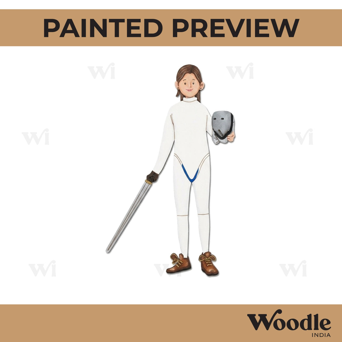 Female Fencing Player Pre Marked MDF Design 1