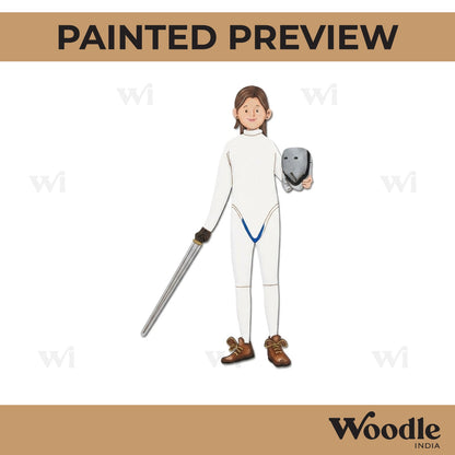 Female Fencing Player Pre Marked MDF Design 1