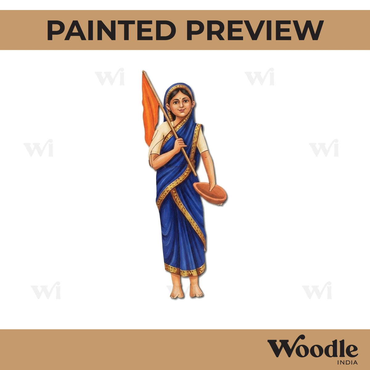 Female Indian Freedom Fighter Pre Marked MDF Design 1