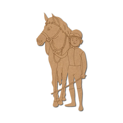 Female Jockey Horse Pre Marked MDF Design 1