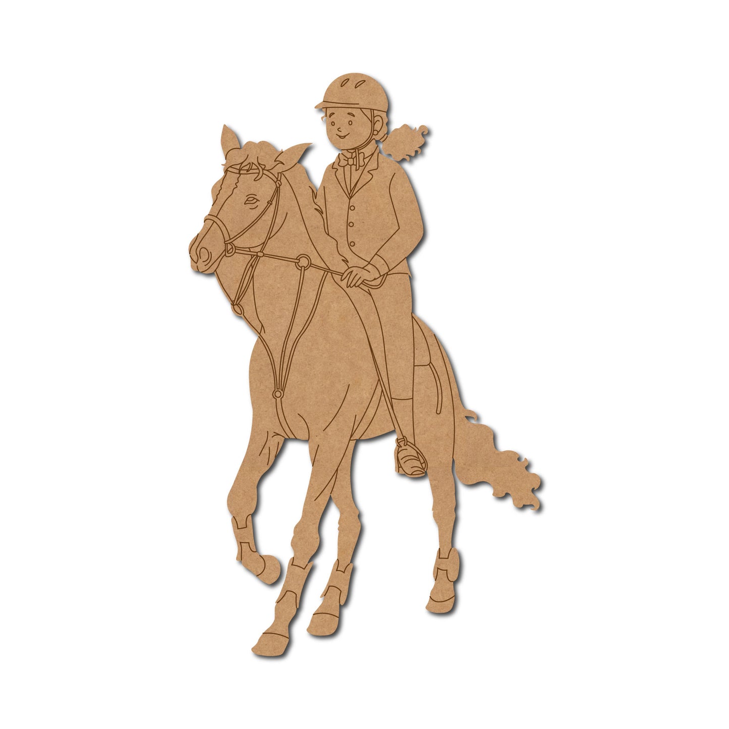 Female Polo Player Horse Pre Marked MDF Design 1