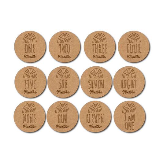 First Birthday Milestone Set Pre Marked Round MDF Design 1