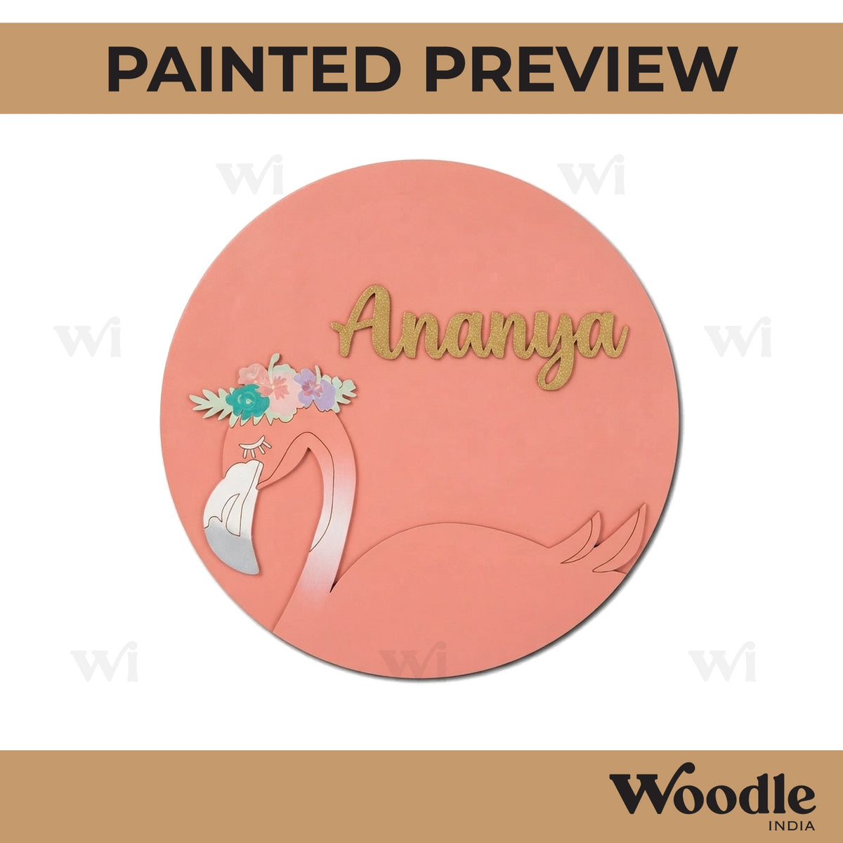 Flamingo Nameplate MDF Design 2