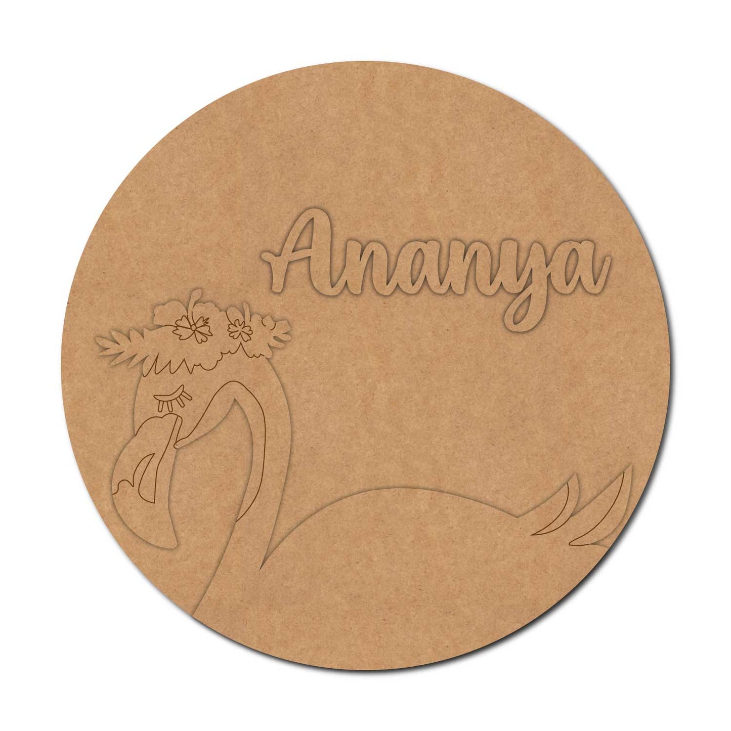 Flamingo Nameplate MDF Design 2