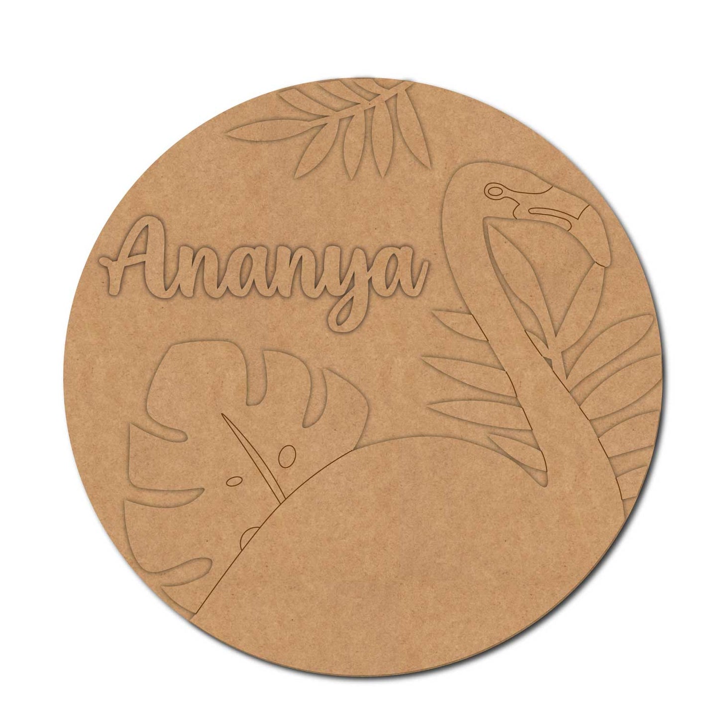 Flamingo Nameplate MDF Design 3