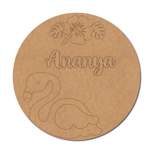 Flamingo Nameplate MDF Design 4