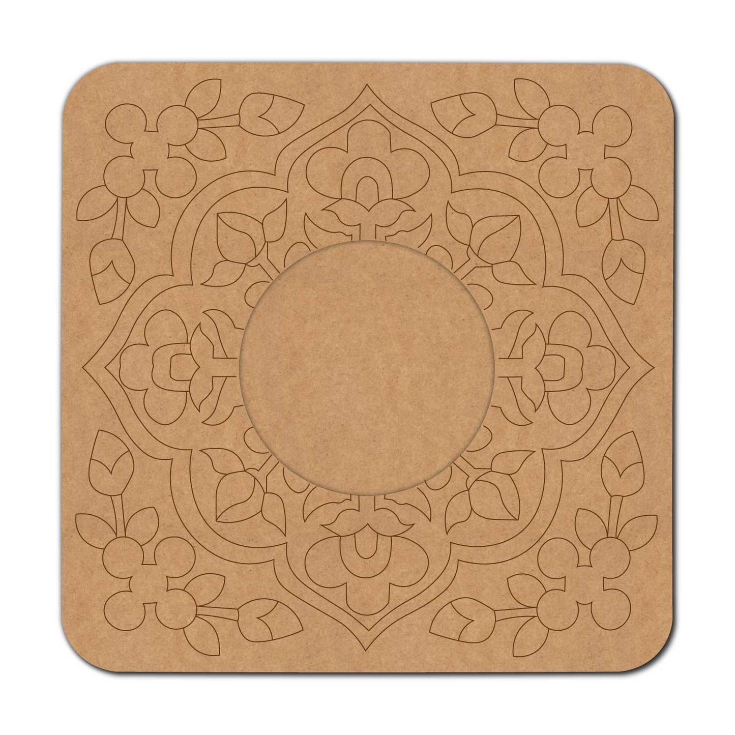 Floral Diya Tealight Holder Pre Marked MDF Design 11