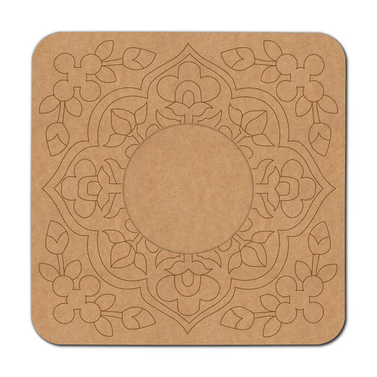 Floral Diya Tealight Holder Pre Marked MDF Design 11