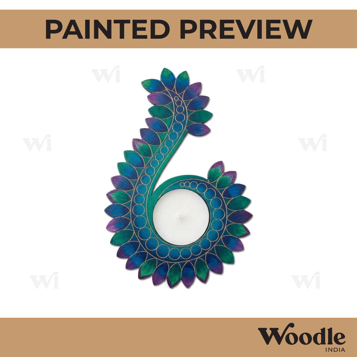 Floral Diya Tealight Holder Pre Marked MDF Design 9