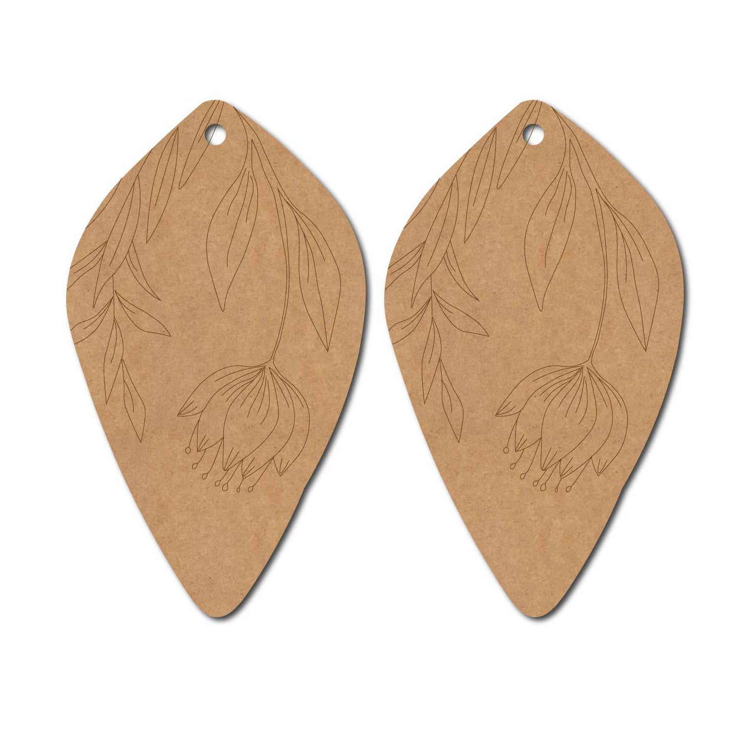 Floral Earrings Pre Marked MDF Design 1