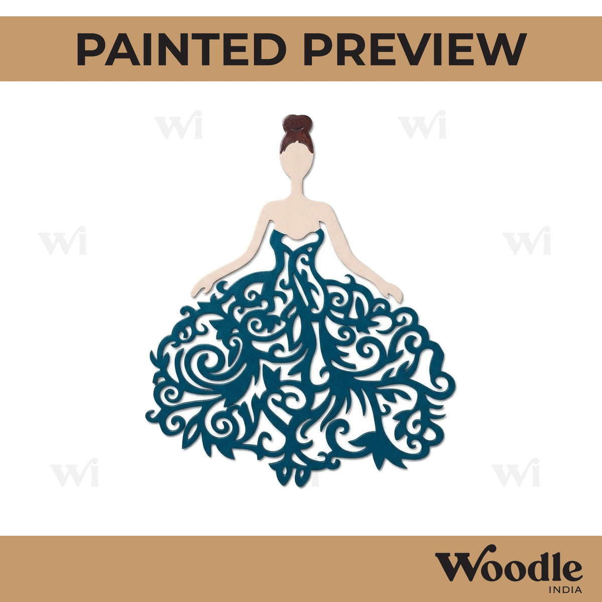 Floral Gown Lady Cutout MDF Design 1
