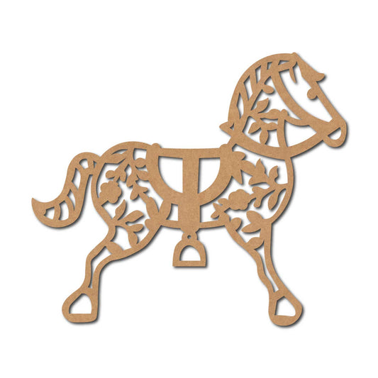 Floral Horse Cutout MDF Design 1