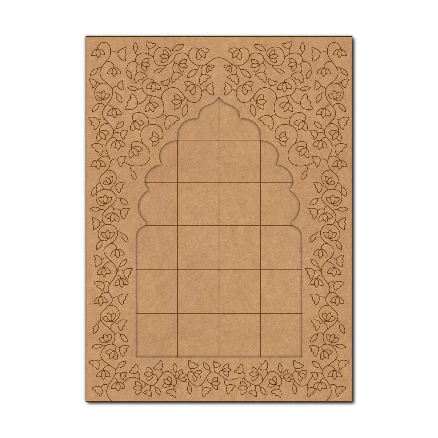Floral Jharokha Kalamkari Pre Marked MDF Design 1