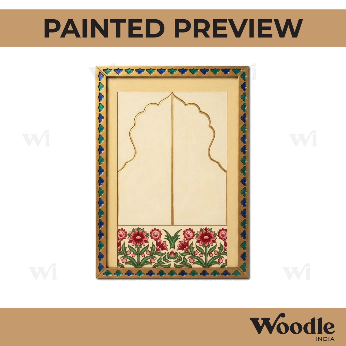 Floral Jharokha Rajwadi Door Pre Marked MDF Design 1