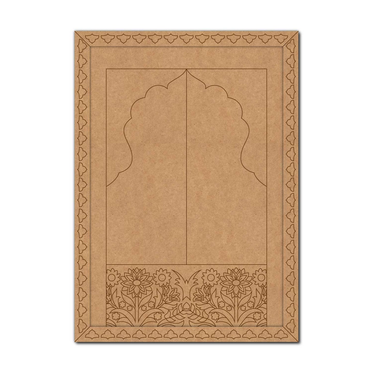 Floral Jharokha Rajwadi Door Pre Marked MDF Design 1