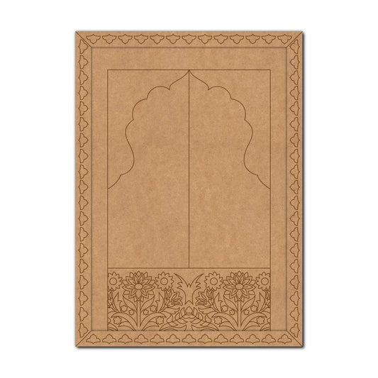 Floral Jharokha Rajwadi Door Pre Marked MDF Design 1
