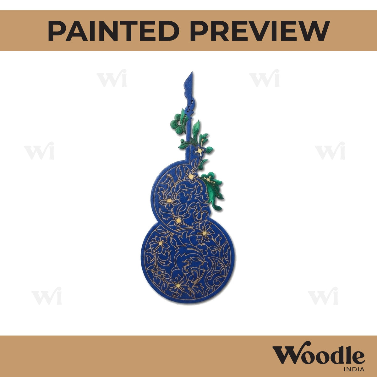 Floral Madhubani Gourd Motif Pre Marked MDF Design 1