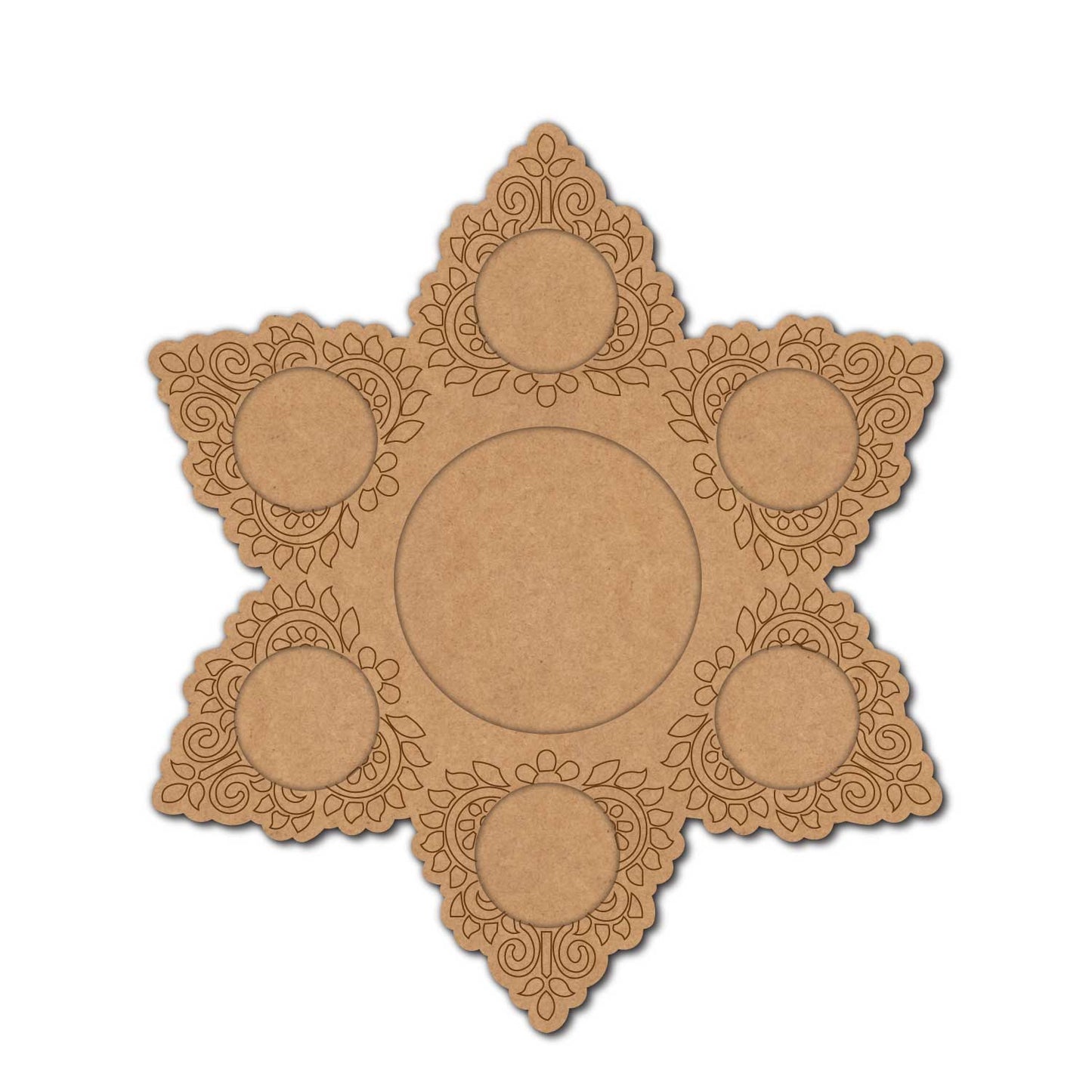 Floral Mandala Diya Tealight Holder Pre Marked MDF Design 1