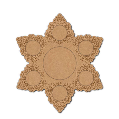 Floral Mandala Diya Tealight Holder Pre Marked MDF Design 1