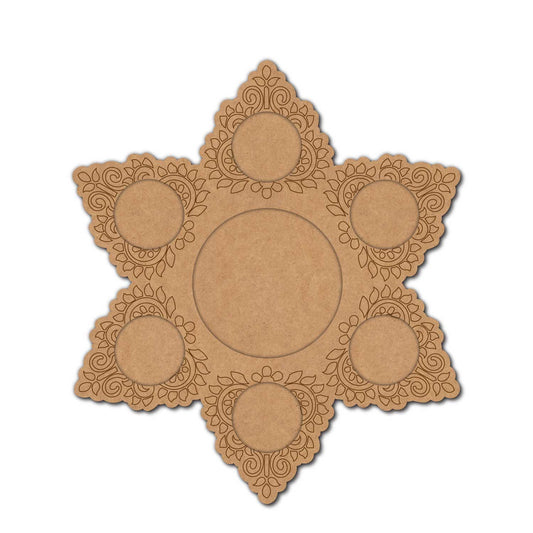 Floral Mandala Diya Tealight Holder Pre Marked MDF Design 1