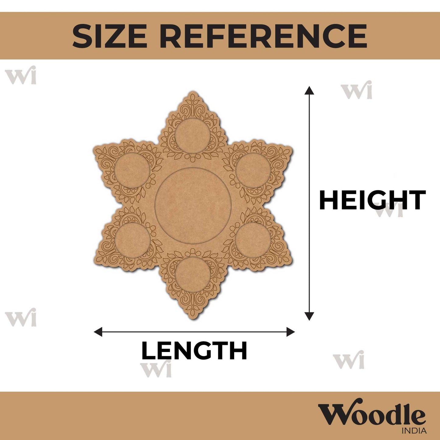 Floral Mandala Diya Tealight Holder Pre Marked MDF Design 1