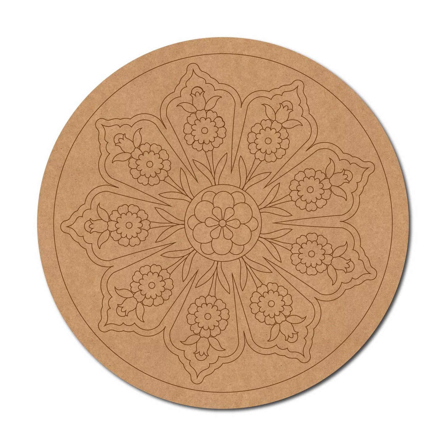 Floral Mandala Pre Marked Round MDF Design 10