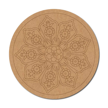 Floral Mandala Pre Marked Round MDF Design 10